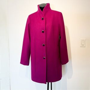 09. NWOT KATE SPADE Regal Fuchsia Wool Stand Up Collar Peacoat